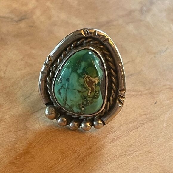 Vintage Navajo Turquoise Ring - Size 6.5 - Picture 1 of 7